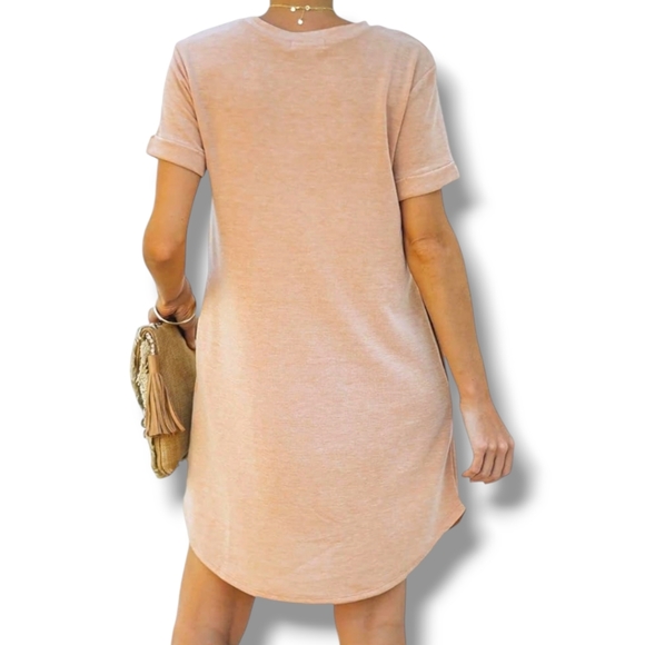 YEXIPO NWT Short Sleeve T Shirt Dress Loose Fit Dress Pockets sz S Picture Color - Picture 2 of 10